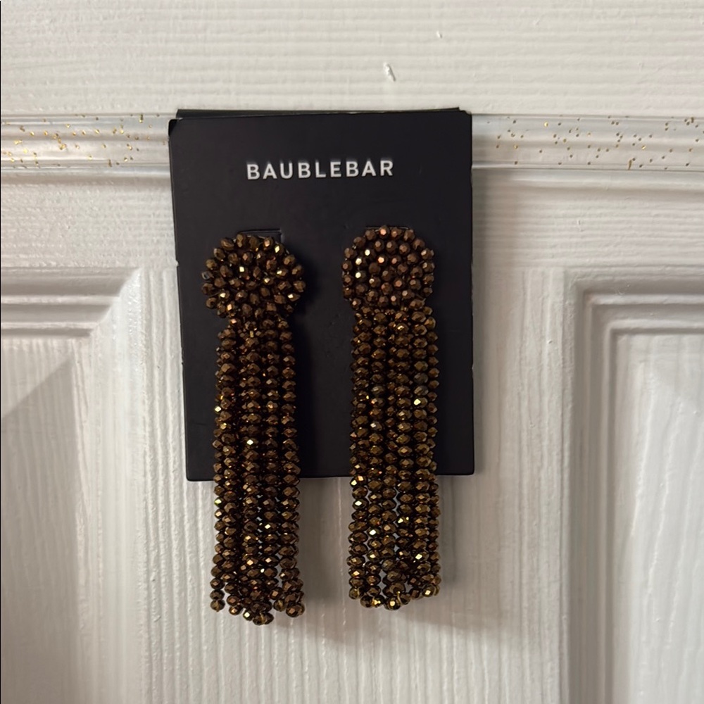 BaubleBar Brown Beaded Tassel Earrings